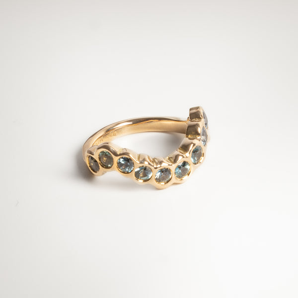 Blue Sapphire Wave Ring