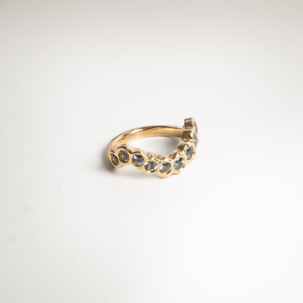 Blue Sapphire Wave Ring